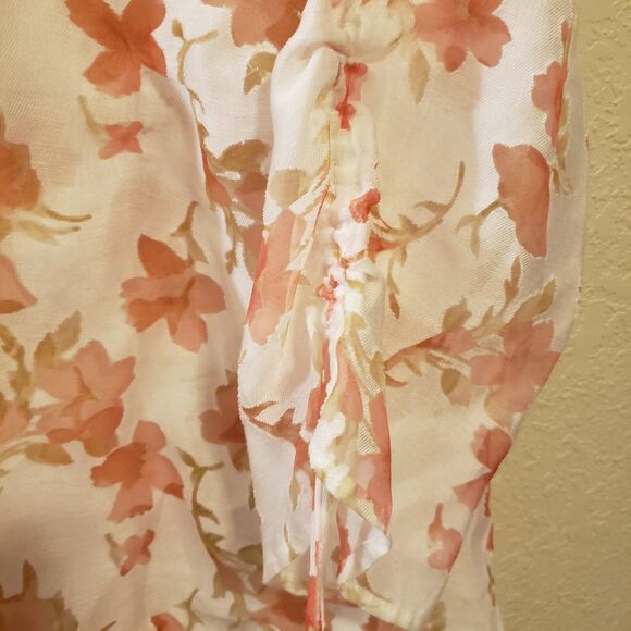 Notations Floral Womens Three Quarter Sleeve Sheer Blouse Sz 1X Button Down - Picture 6 of 7